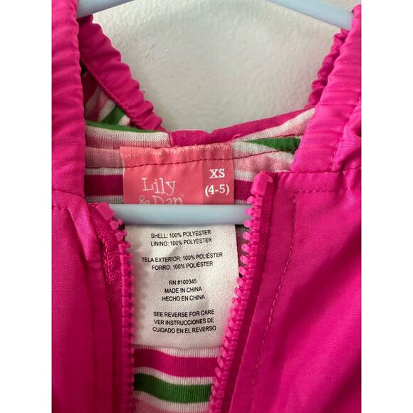 Lily & Dan Jacket Girls XS (4-5) Pink Green Raincoat Spring Hooded Watermelon - Picture 3 of 7